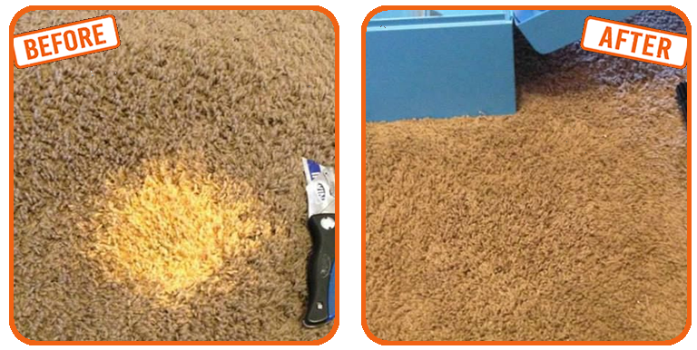 Carpet Patch in for bleach stain in Fort Lauderdale Carpet Repair before and after 