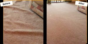 Before and after carpet stretching